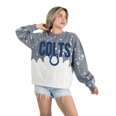 Indianapolis Colts Gameday Couture Women's Oversized Faded Wash Tri-Blend Pullover Sweatshirt Gray - NFL