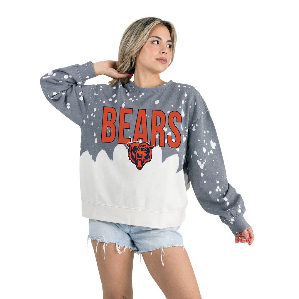 Chicago Bears Gameday Couture Women's Oversized Faded Wash Tri-Blend Pullover Sweatshirt Gray - NFL