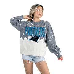 Carolina Panthers Gameday Couture Women's Oversized Faded Wash Tri-Blend Pullover Sweatshirt Gray - NFL