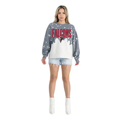 Atlanta Falcons Gameday Couture Women's Oversized Faded Wash Tri-Blend Pullover Sweatshirt Gray - NFL