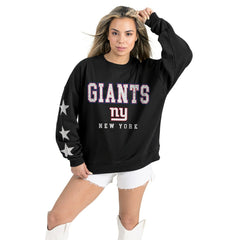 New York Giants Gameday Couture Women's Velocity Relaxed Rhinestone Pullover Sweatshirt Black - NFL