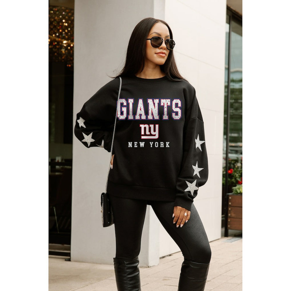 New York Giants Gameday Couture Women's Velocity Relaxed Rhinestone Pullover Sweatshirt Black - NFL