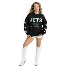 New York Jets Gameday Couture Women's Velocity Relaxed Rhinestone Pullover Sweatshirt Black - NFL