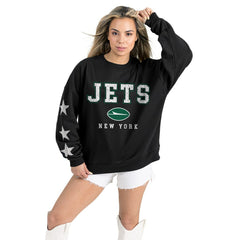 New York Jets Gameday Couture Women's Velocity Relaxed Rhinestone Pullover Sweatshirt Black - NFL