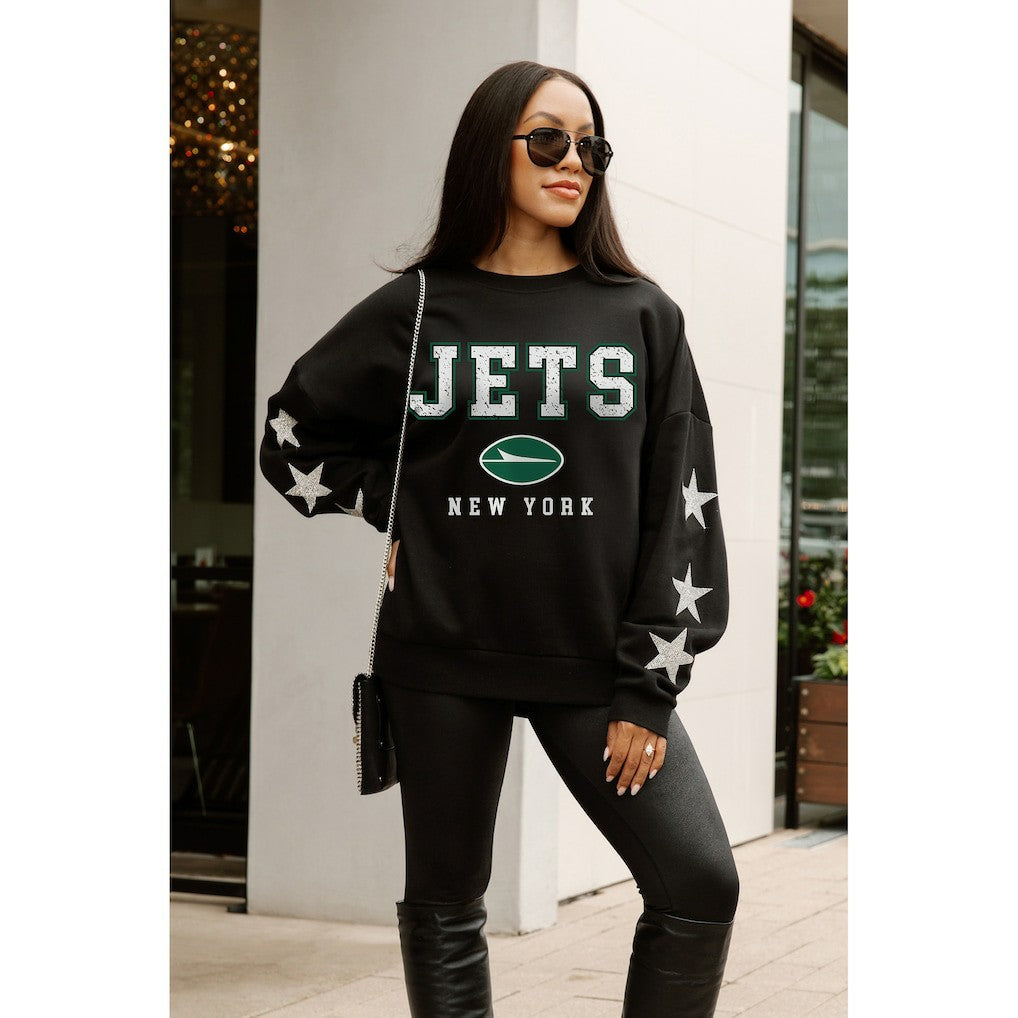 New York Jets Gameday Couture Women's Velocity Relaxed Rhinestone Pullover Sweatshirt Black - NFL