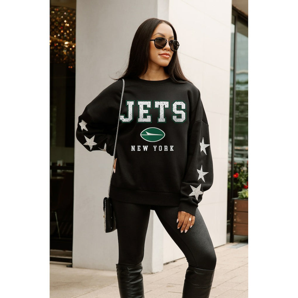 New York Jets Gameday Couture Women's Velocity Relaxed Rhinestone Pullover Sweatshirt Black - NFL