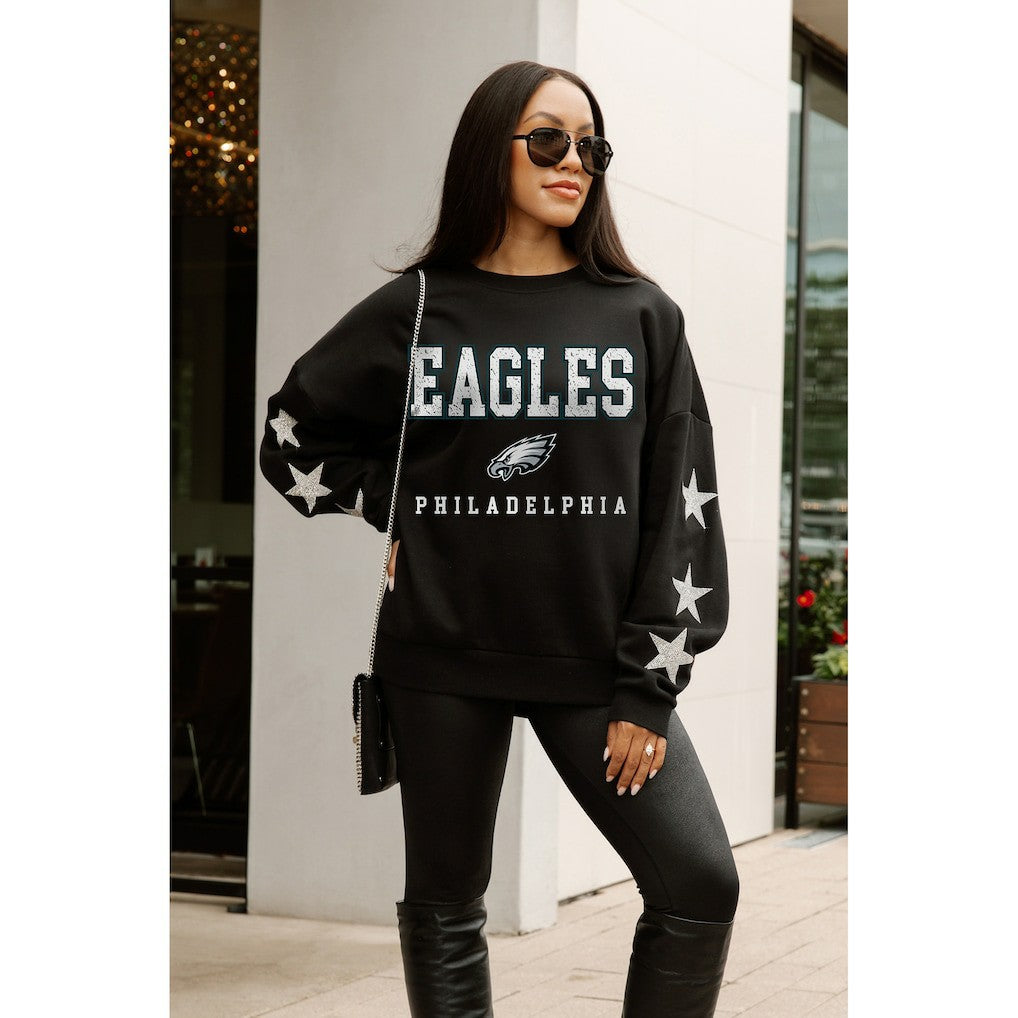 Philadelphia Eagles Gameday Couture Women's Velocity Relaxed Rhinestone Pullover Sweatshirt Black - NFL
