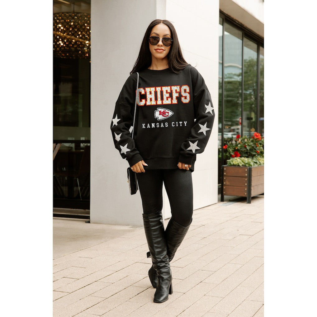 Kansas City Chiefs Gameday Couture Women's Velocity Relaxed Rhinestone Pullover Sweatshirt Black - NFL