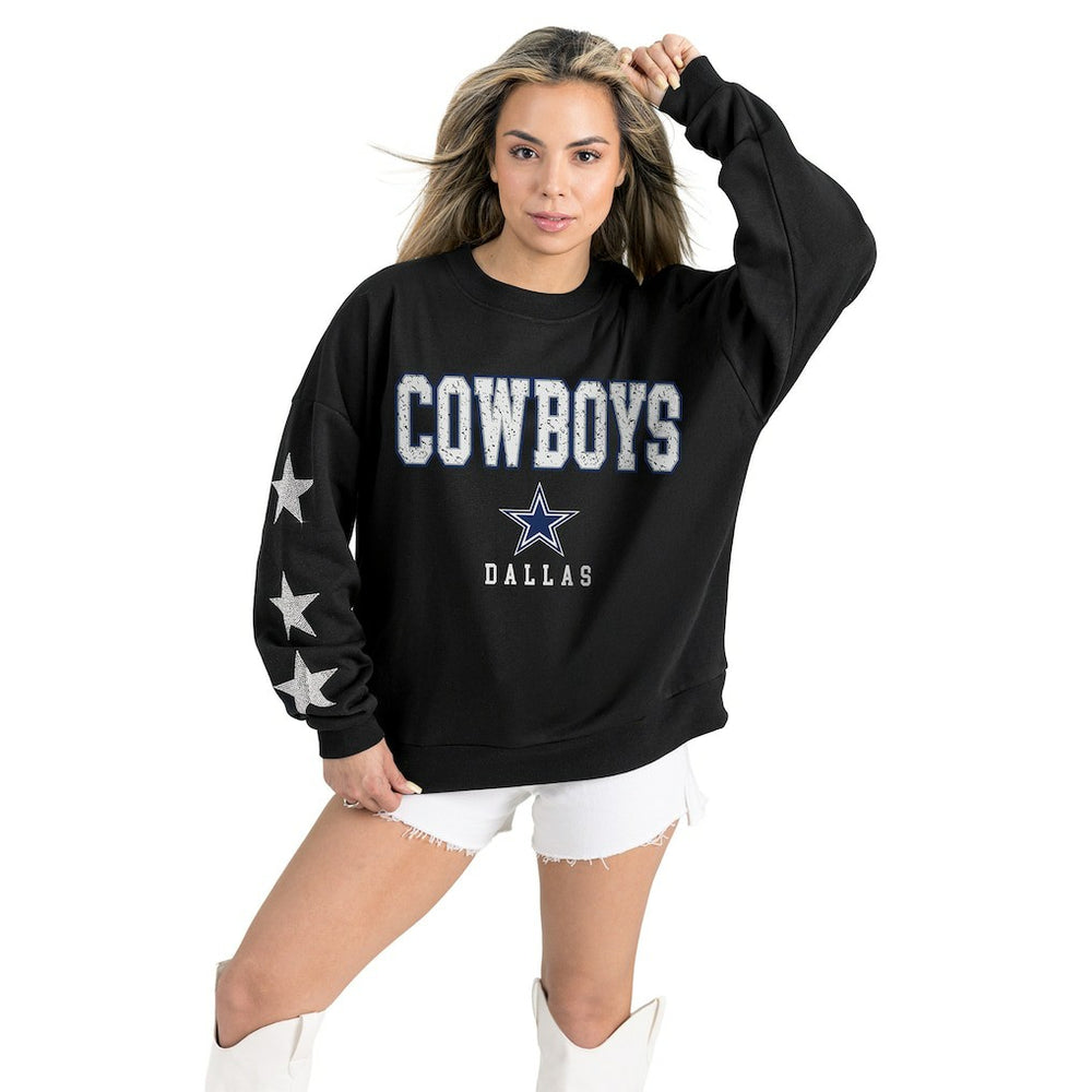 Dallas Cowboys Gameday Couture Women's Velocity Relaxed Rhinestone Pullover Sweatshirt Black - NFL