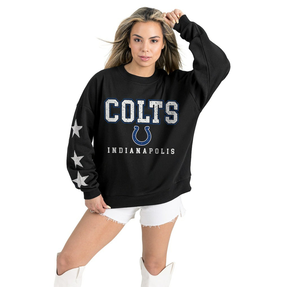 Indianapolis Colts Gameday Couture Women's Velocity Relaxed Rhinestone Pullover Sweatshirt Black - NFL