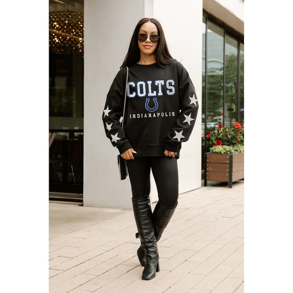 Indianapolis Colts Gameday Couture Women's Velocity Relaxed Rhinestone Pullover Sweatshirt Black - NFL