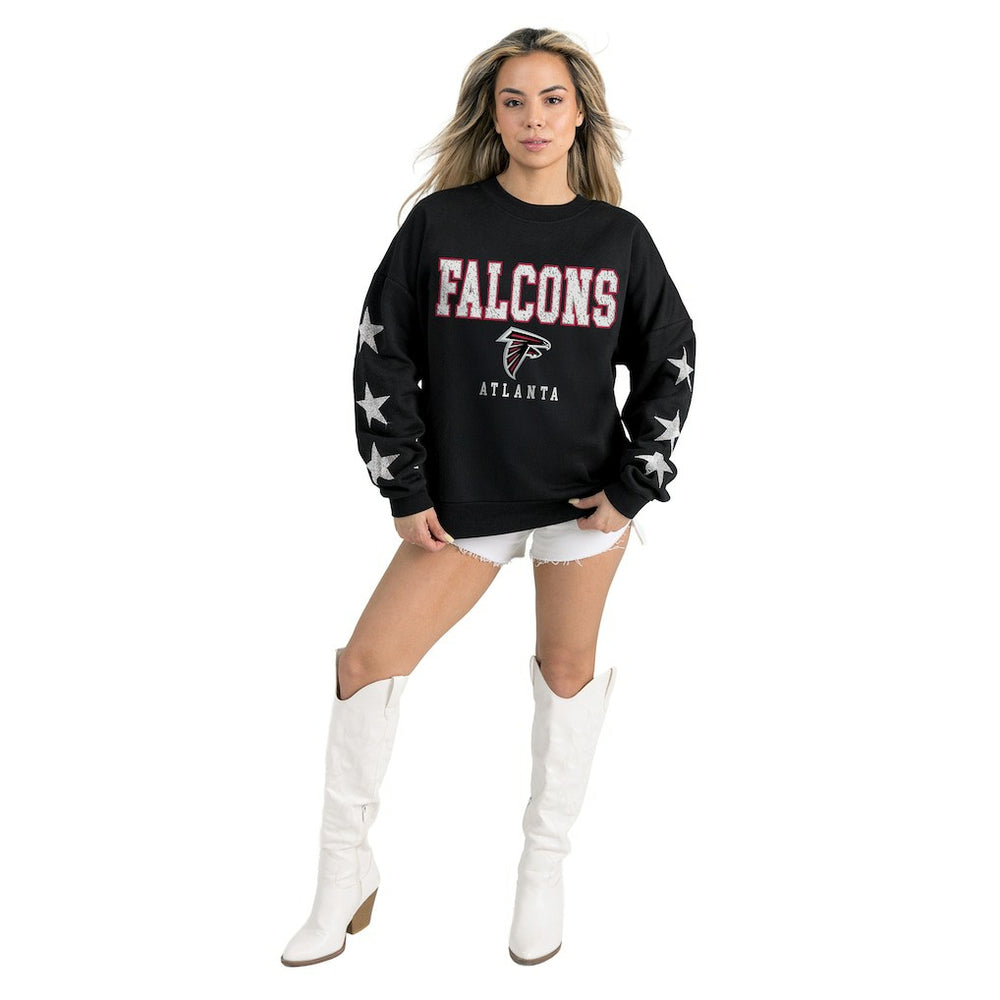 Atlanta Falcons Gameday Couture Women's Velocity Relaxed Rhinestone Pullover Sweatshirt Black - NFL