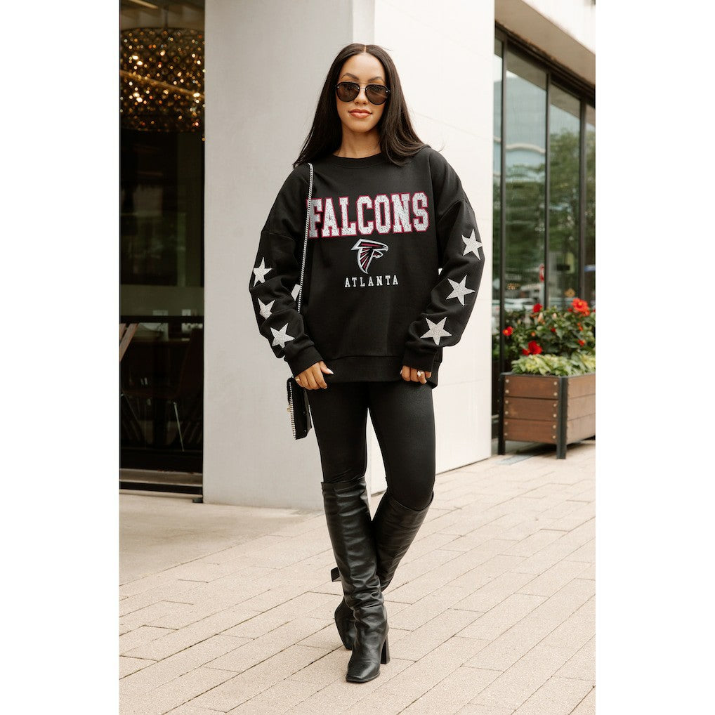 Atlanta Falcons Gameday Couture Women's Velocity Relaxed Rhinestone Pullover Sweatshirt Black - NFL