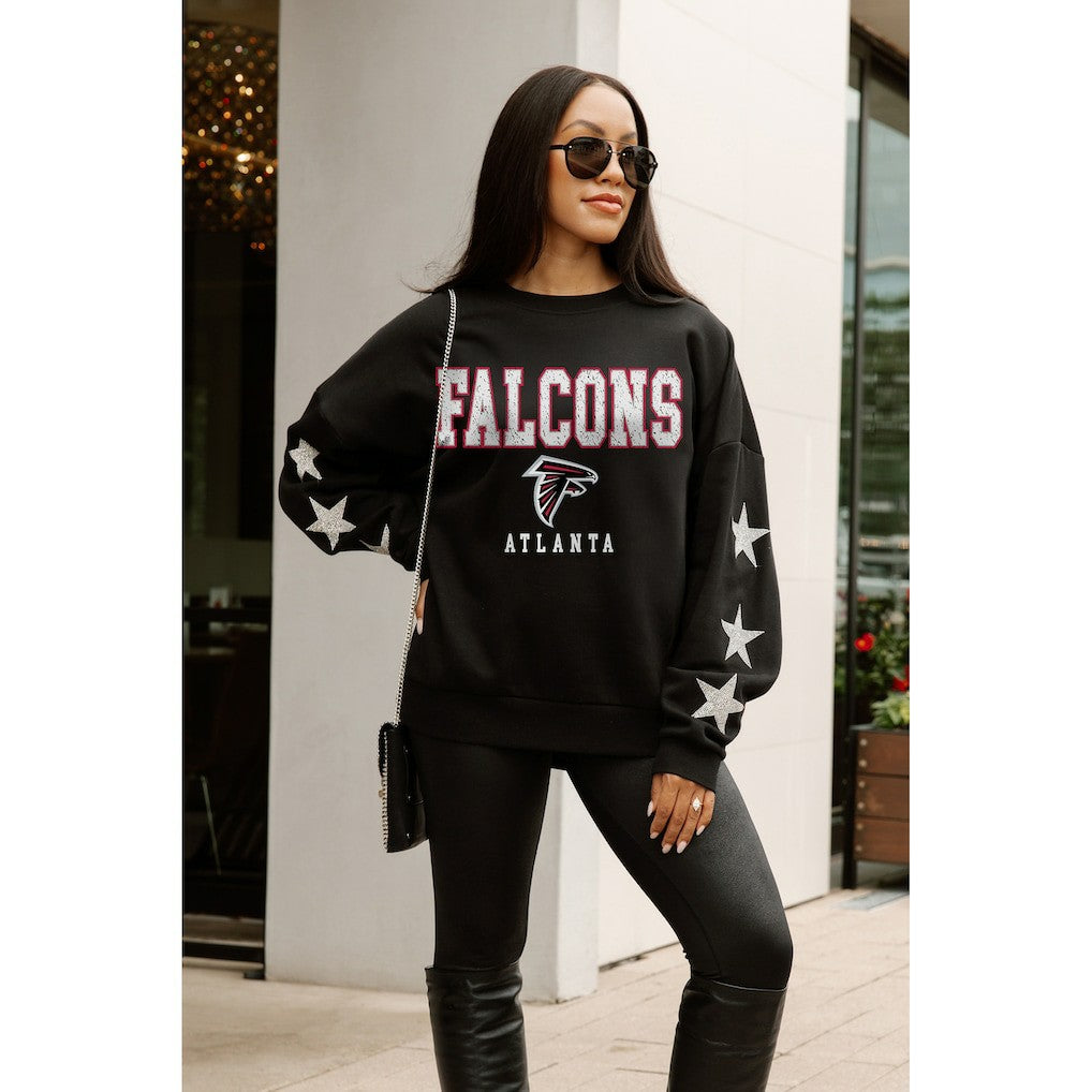 Atlanta Falcons Gameday Couture Women's Velocity Relaxed Rhinestone Pullover Sweatshirt Black - NFL