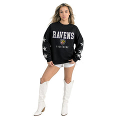 Baltimore Ravens Gameday Couture Women's Velocity Relaxed Rhinestone Pullover Sweatshirt Black - NFL