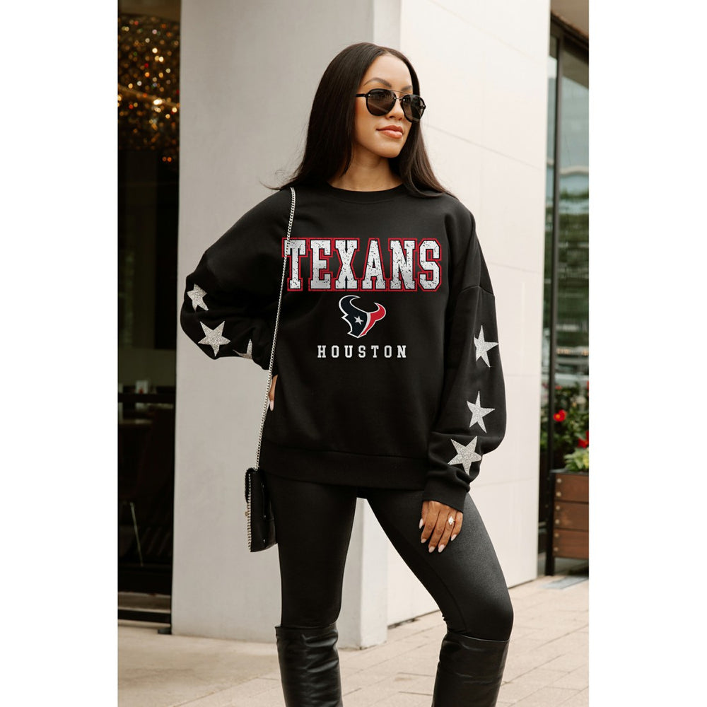 Houston Texans Gameday Couture Women's Velocity Relaxed Rhinestone Pullover Sweatshirt Black - NFL