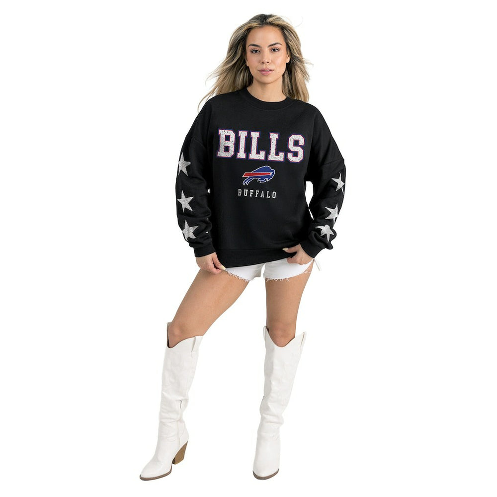 Buffalo Bills Gameday Couture Women's Velocity Relaxed Rhinestone Pullover Sweatshirt Black - NFL