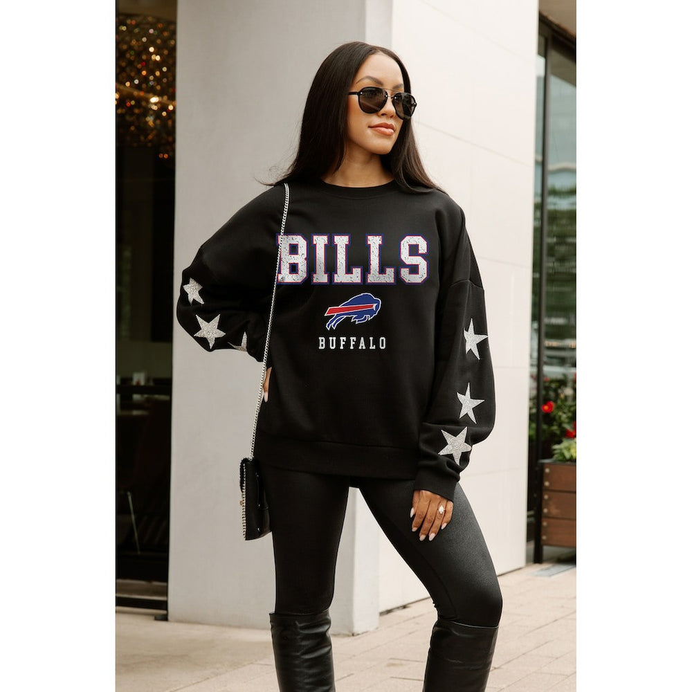 Buffalo Bills Gameday Couture Women's Velocity Relaxed Rhinestone Pullover Sweatshirt Black - NFL
