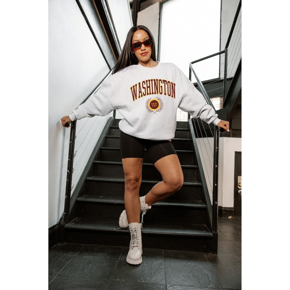 Washington Commanders Gameday Couture Women's Traditional Logo Oversized Premium Fleece Pullover Sweatshirt Ash - NFL