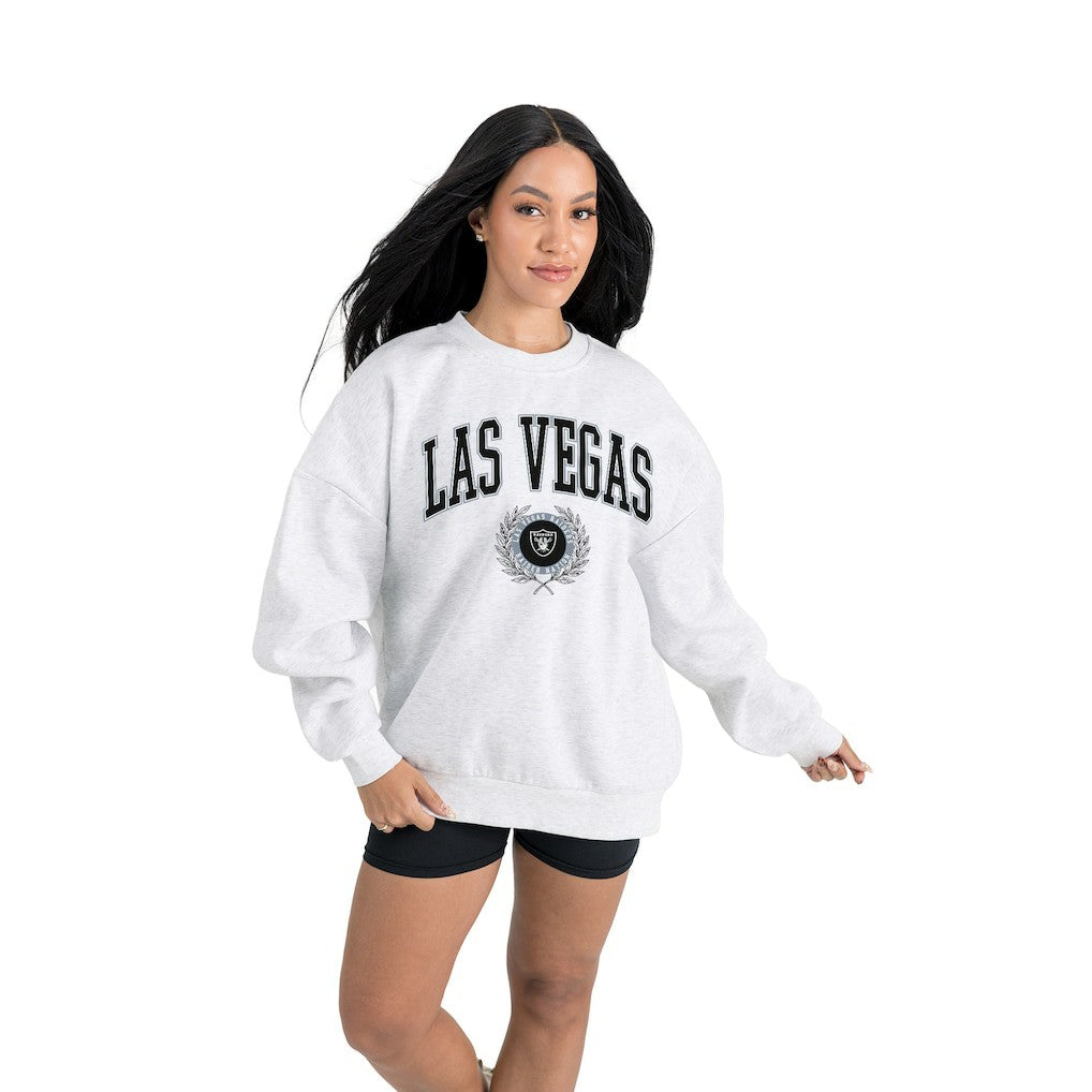 Las Vegas Raiders Gameday Couture Women's Traditional Logo Oversized Premium Fleece Pullover Sweatshirt Ash - NFL