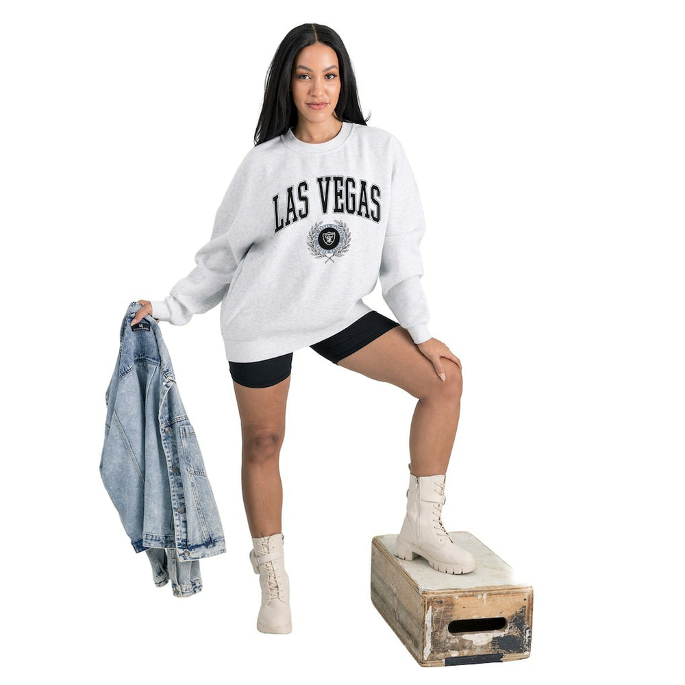 Las Vegas Raiders Gameday Couture Women's Traditional Logo Oversized Premium Fleece Pullover Sweatshirt Ash - NFL