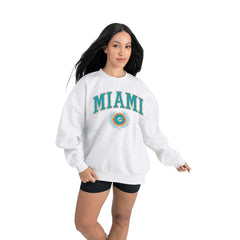 Miami Dolphins Gameday Couture Women's Traditional Logo Oversized Premium Fleece Pullover Sweatshirt Ash - NFL