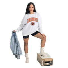 Cincinnati Bengals Gameday Couture Women's Traditional Logo Oversized Premium Fleece Pullover Sweatshirt Ash - NFL