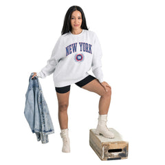 New York Giants Gameday Couture Women's Traditional Logo Oversized Premium Fleece Pullover Sweatshirt Ash - NFL