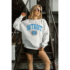 Detroit Lions Gameday Couture Women's Traditional Logo Oversized Premium Fleece Pullover Sweatshirt Ash - NFL