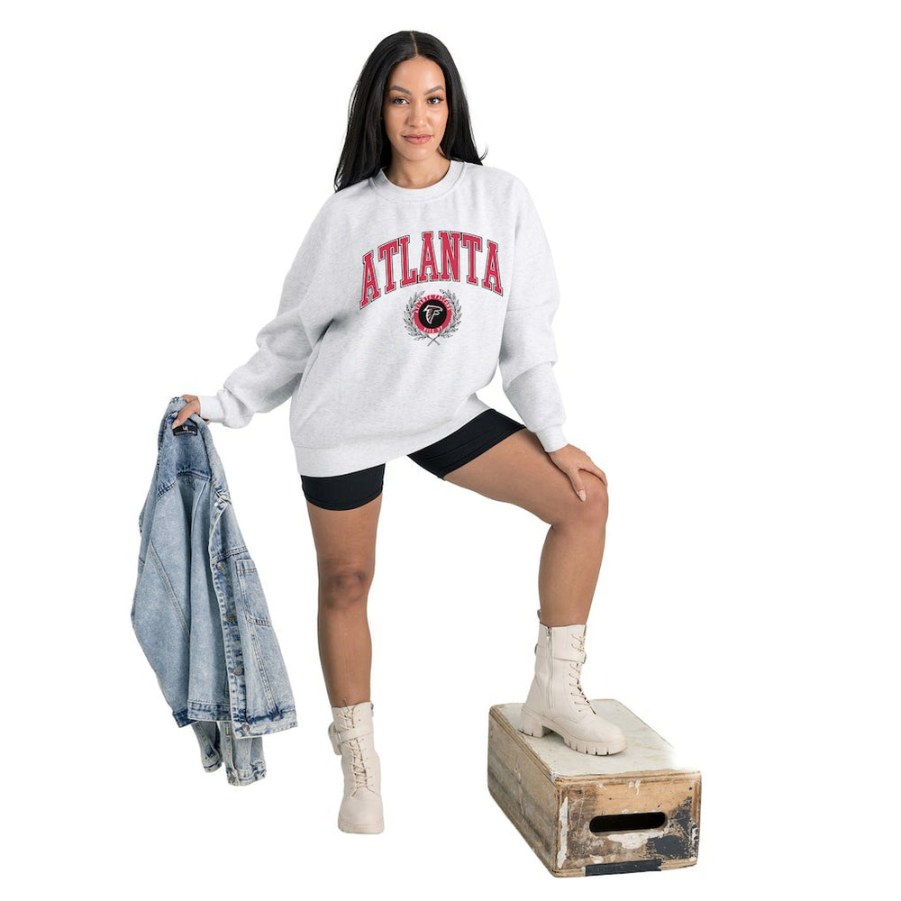 Atlanta Falcons Gameday Couture Women's Traditional Logo Oversized Premium Fleece Pullover Sweatshirt Ash - NFL