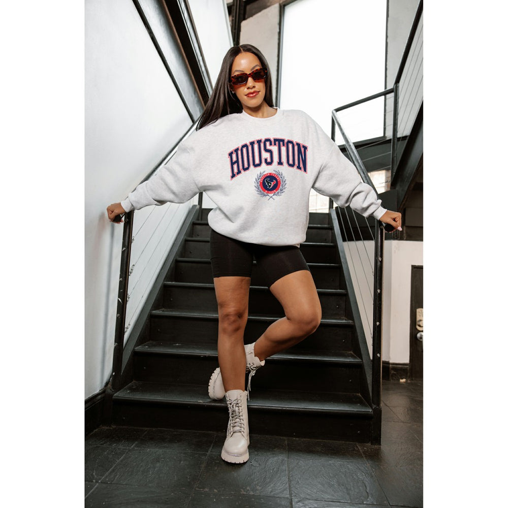 Houston Texans Gameday Couture Women's Traditional Logo Oversized Premium Fleece Pullover Sweatshirt Ash - NFL