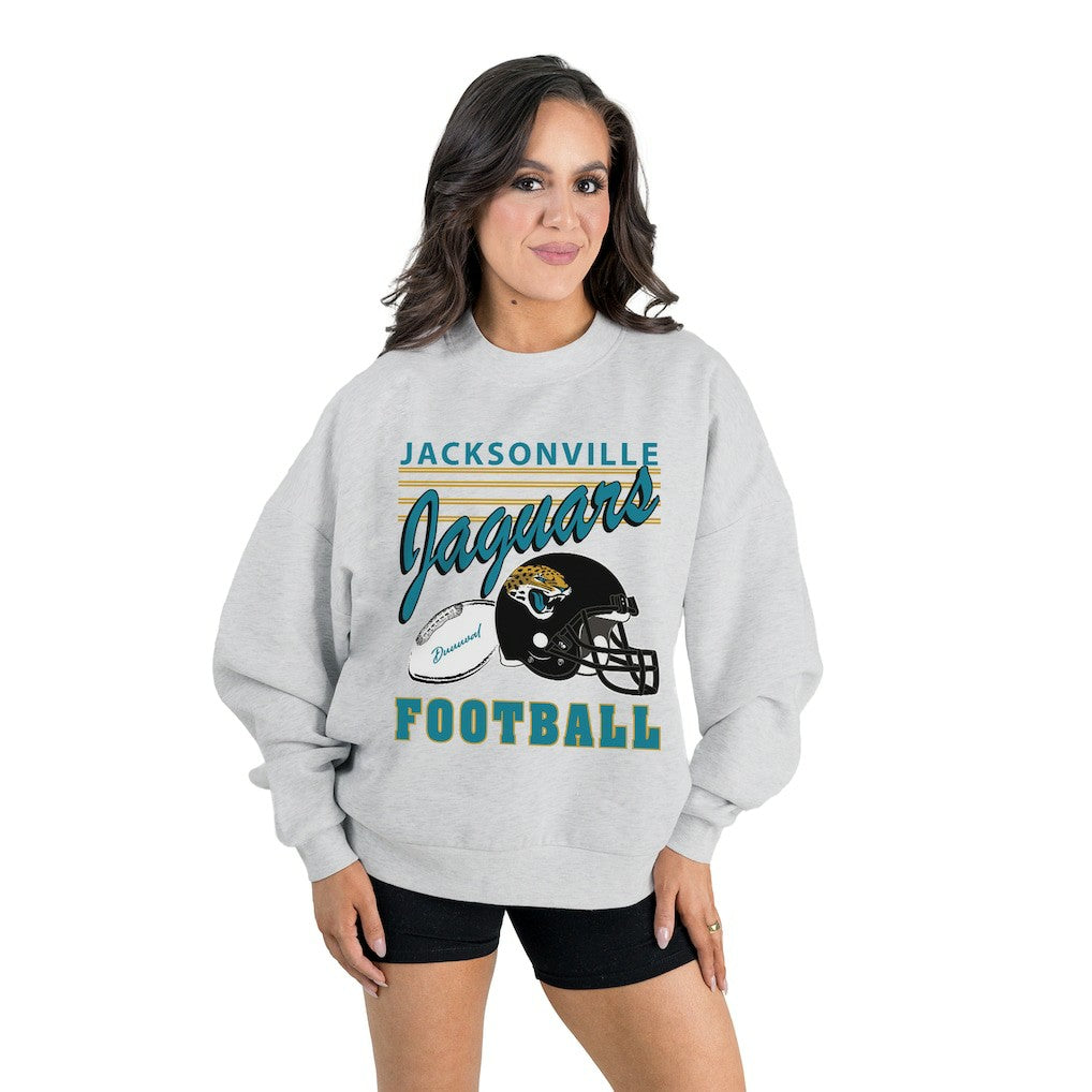 Jacksonville Jaguars Gameday Couture Women's Home Turf Oversized Premium Fleece Pullover Sweatshirt Ash - NFL