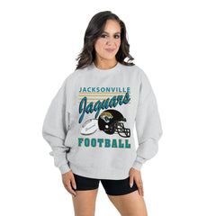 Jacksonville Jaguars Gameday Couture Women's Home Turf Oversized Premium Fleece Pullover Sweatshirt Ash - NFL