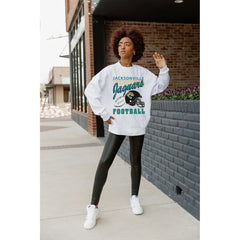 Jacksonville Jaguars Gameday Couture Women's Home Turf Oversized Premium Fleece Pullover Sweatshirt Ash - NFL