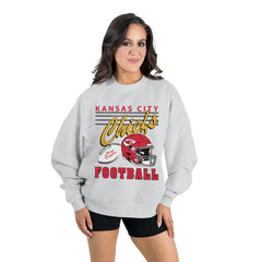 Kansas City Chiefs Gameday Couture Women's Home Turf Oversized Premium Fleece Pullover Sweatshirt Ash - NFL