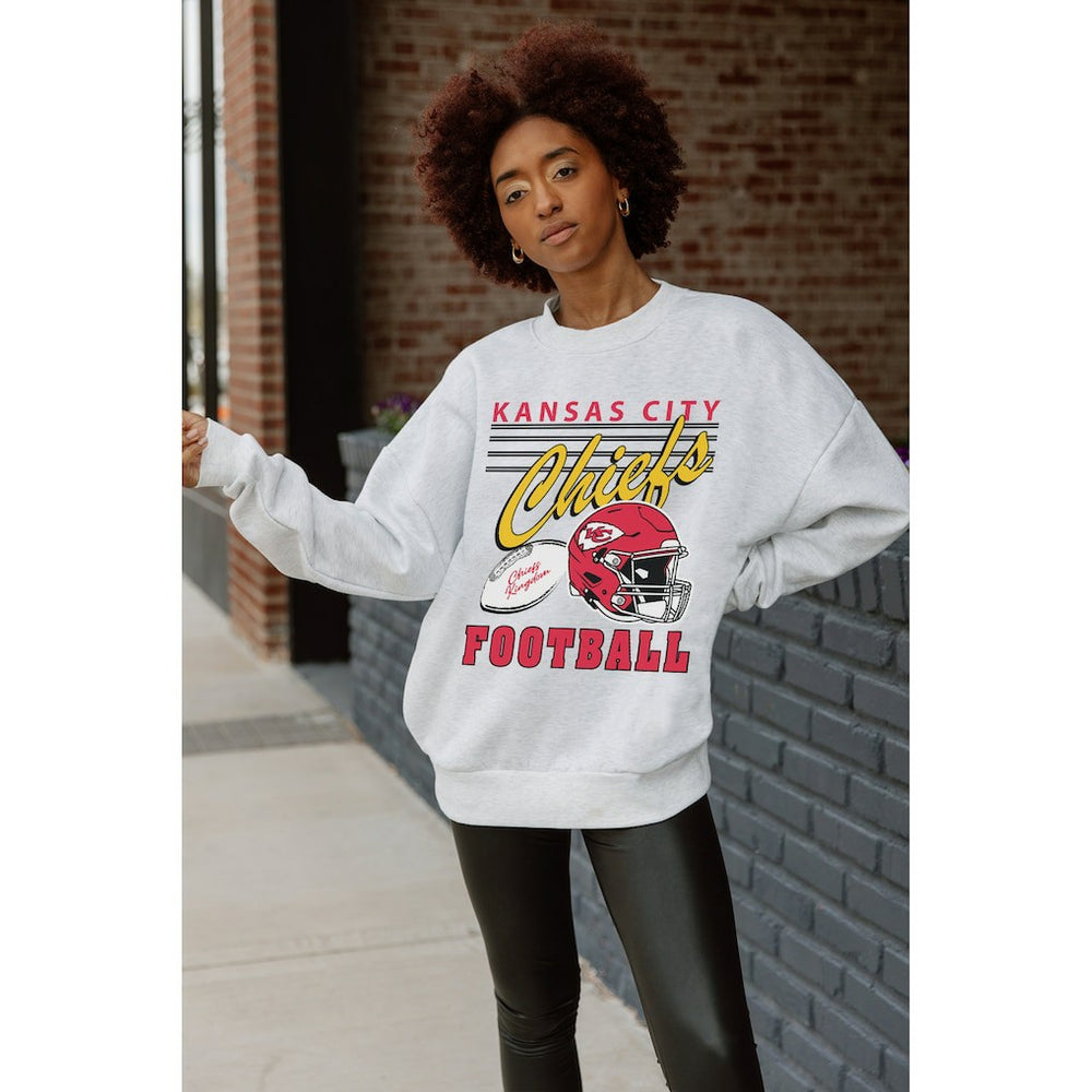 Kansas City Chiefs Gameday Couture Women's Home Turf Oversized Premium Fleece Pullover Sweatshirt Ash - NFL
