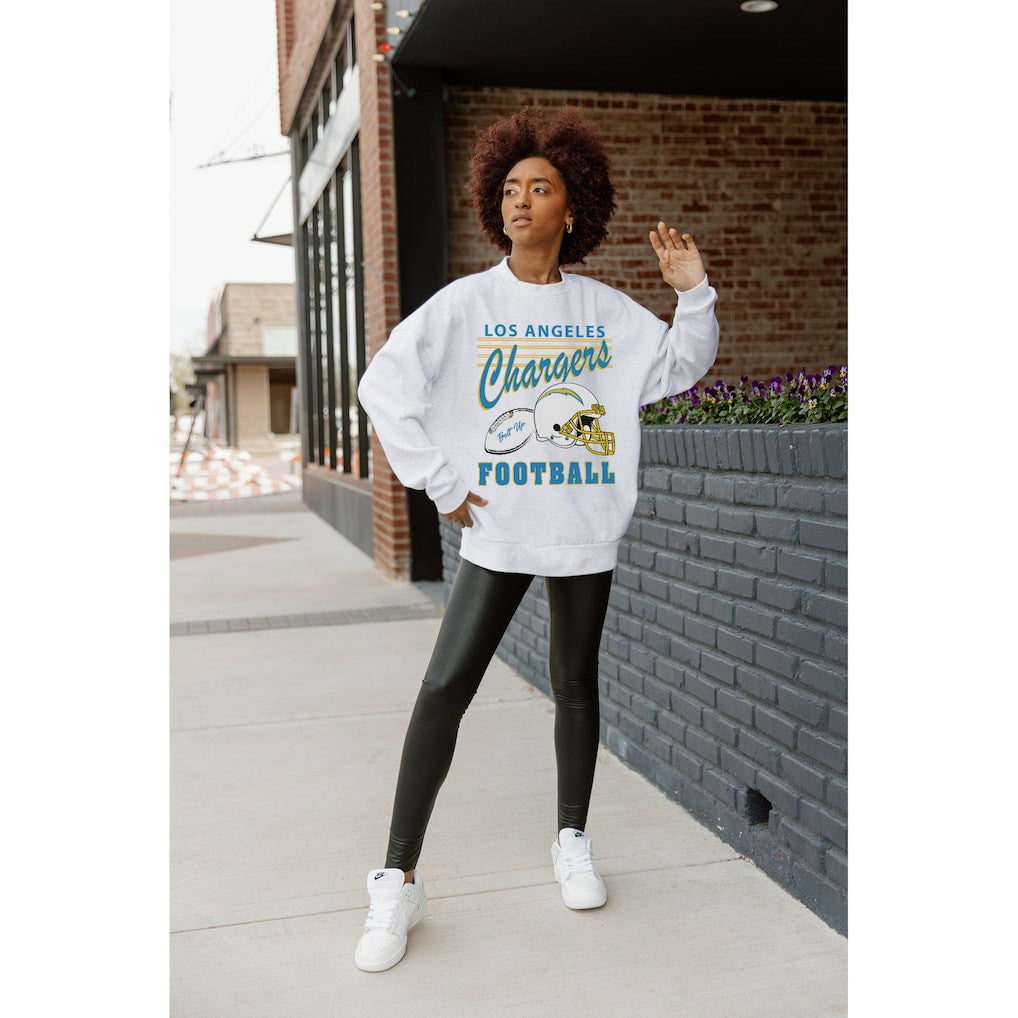 Los Angeles Chargers Gameday Couture Women's Home Turf Oversized Premium Fleece Pullover Sweatshirt Ash - NFL
