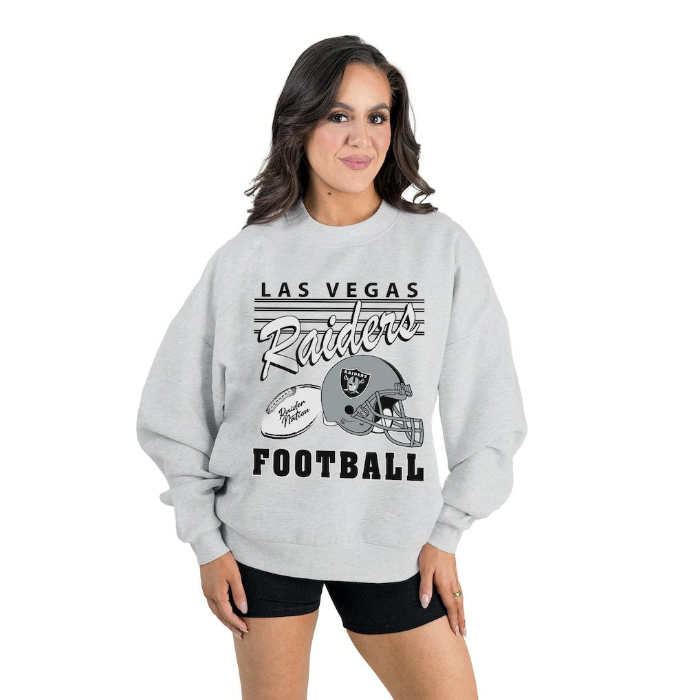 Las Vegas Raiders Gameday Couture Women's Home Turf Oversized Premium Fleece Pullover Sweatshirt Ash - NFL
