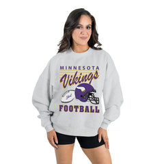 Minnesota Vikings Gameday Couture Women's Home Turf Oversized Premium Fleece Pullover Sweatshirt Ash - NFL