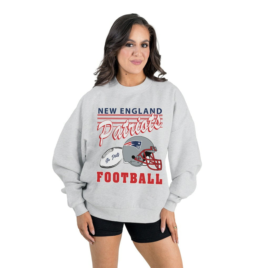 New England Patriots Gameday Couture Women's Home Turf Oversized Premium Fleece Pullover Sweatshirt Ash - NFL