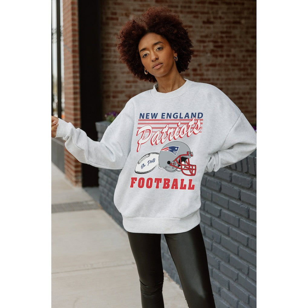 New England Patriots Gameday Couture Women's Home Turf Oversized Premium Fleece Pullover Sweatshirt Ash - NFL