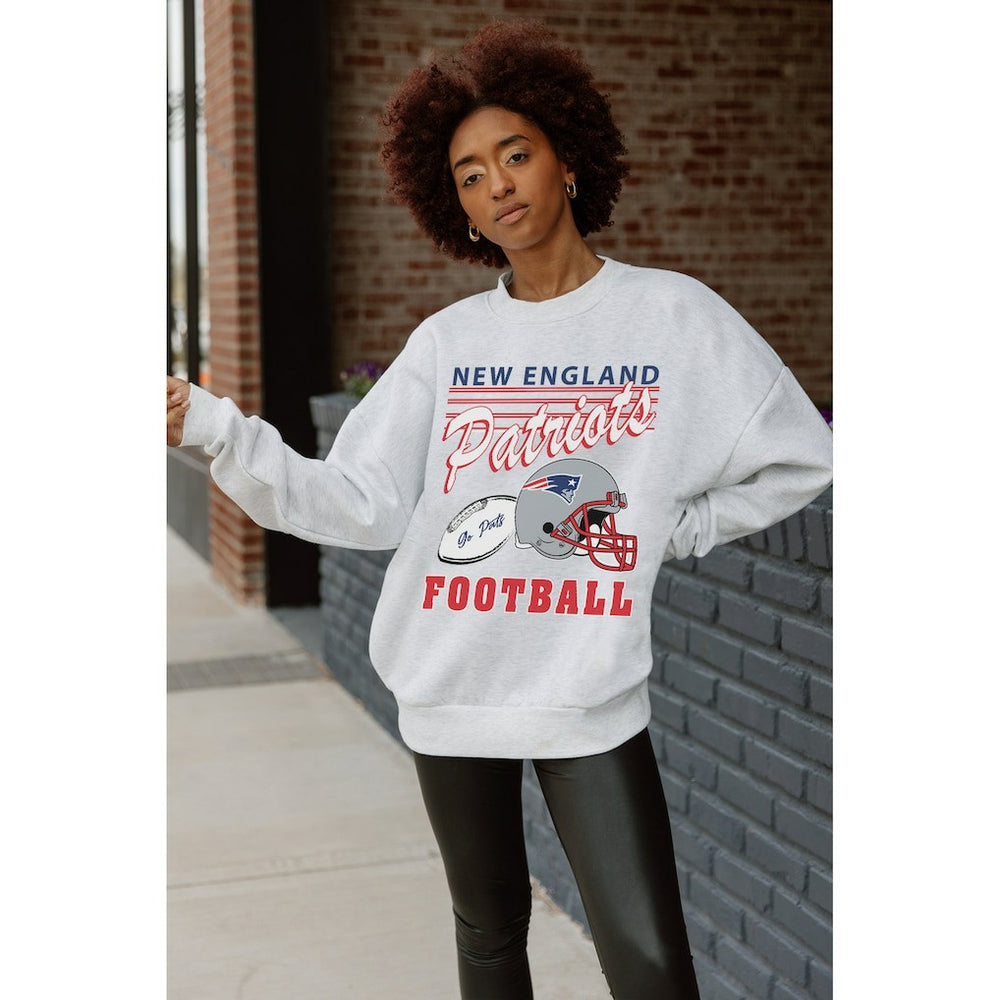 New England Patriots Gameday Couture Women's Home Turf Oversized Premium Fleece Pullover Sweatshirt Ash - NFL