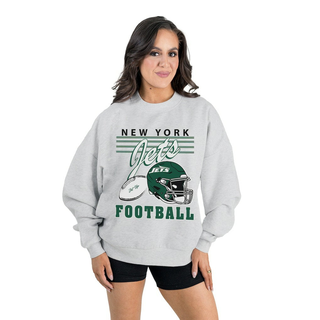 New York Jets Gameday Couture Women's Home Turf Oversized Premium Fleece Pullover Sweatshirt Ash - NFL