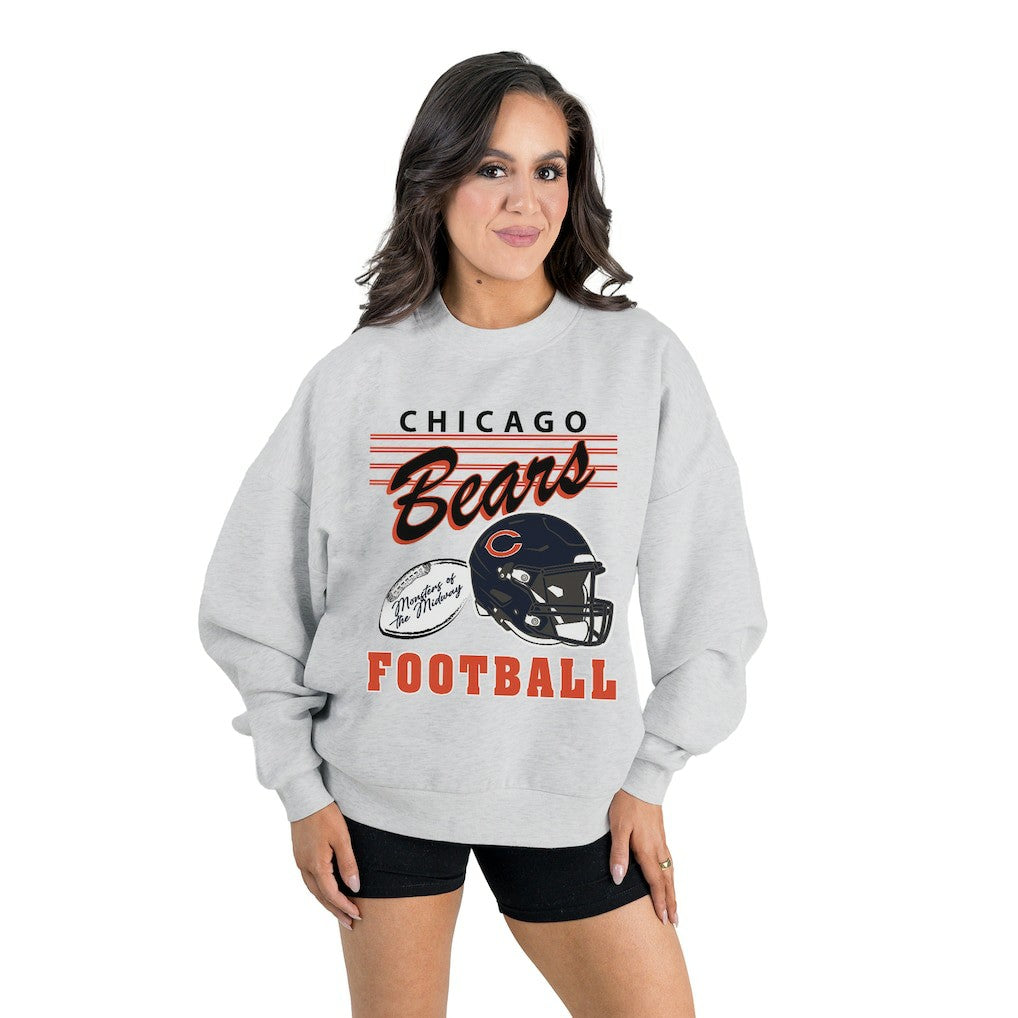 Chicago Bears Gameday Couture Women's Home Turf Oversized Premium Fleece Pullover Sweatshirt Ash - NFL
