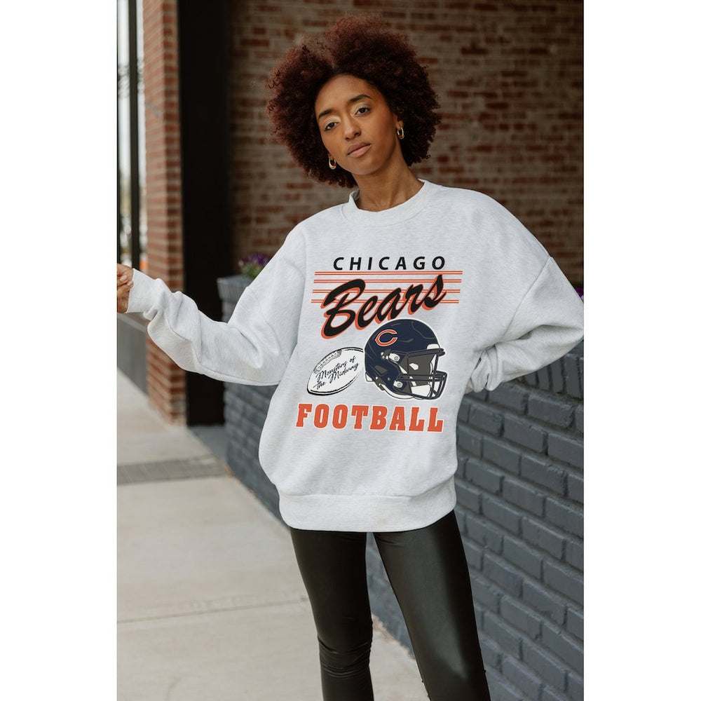 Chicago Bears Gameday Couture Women's Home Turf Oversized Premium Fleece Pullover Sweatshirt Ash - NFL