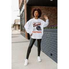 Chicago Bears Gameday Couture Women's Home Turf Oversized Premium Fleece Pullover Sweatshirt Ash - NFL
