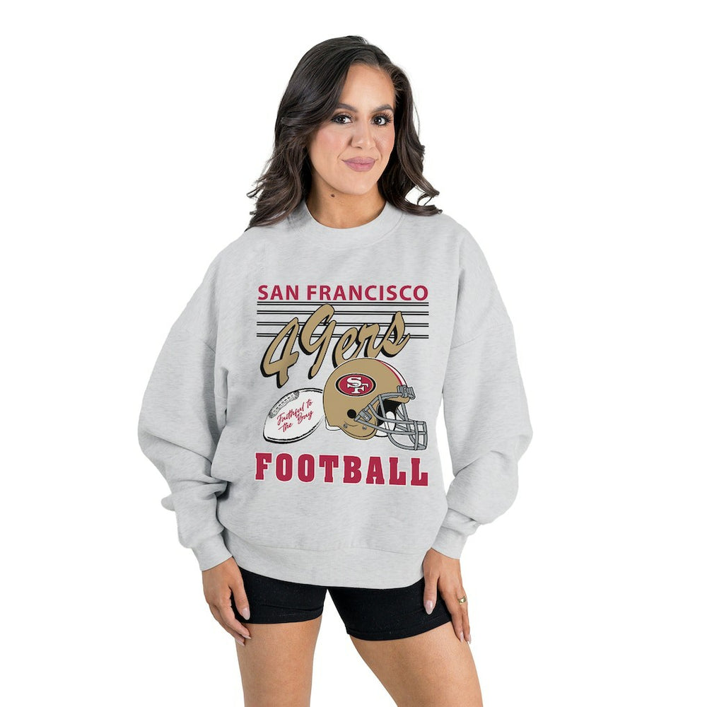 San Francisco 49ers Gameday Couture Women's Home Turf Oversized Premium Fleece Pullover Sweatshirt Ash - NFL