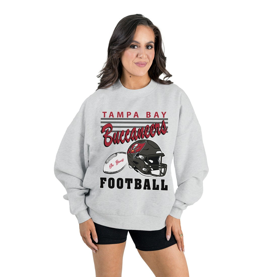 Tampa Bay Buccaneers Gameday Couture Women's Home Turf Oversized Premium Fleece Pullover Sweatshirt Ash - NFL