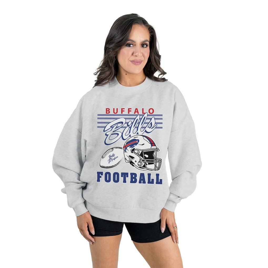 Buffalo Bills Gameday Couture Women's Home Turf Oversized Premium Fleece Pullover Sweatshirt Ash - NFL