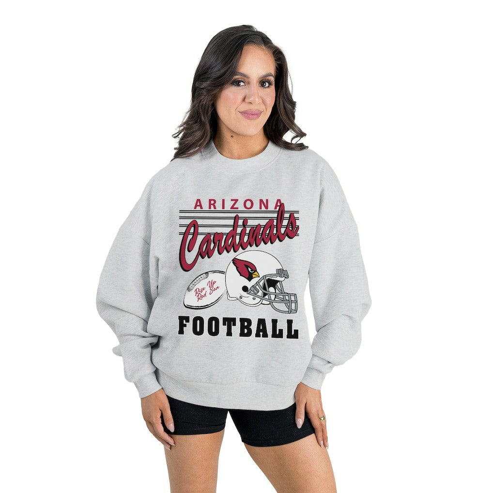Arizona Cardinals Gameday Couture Women's Home Turf Oversized Premium Fleece Pullover Sweatshirt Ash - NFL